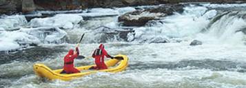 Swift water rescue: Oceanid inflatable rescue boat, the rapid deployment craft.