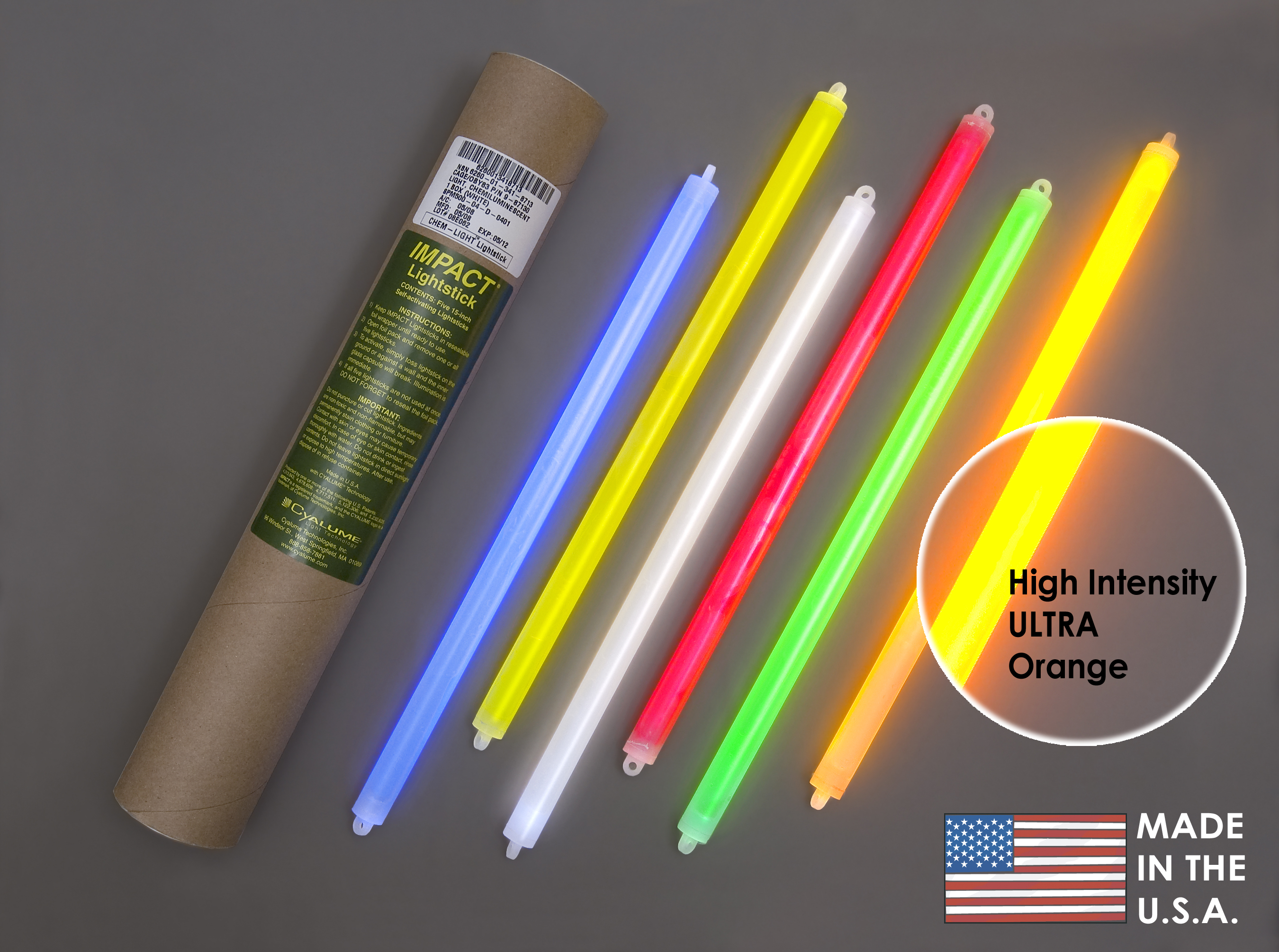 Green 15 Inch Light Sticks Activate On Impact (Case of 20)